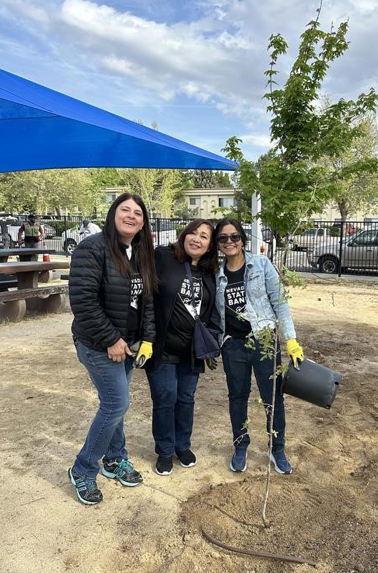 Three women volunteers